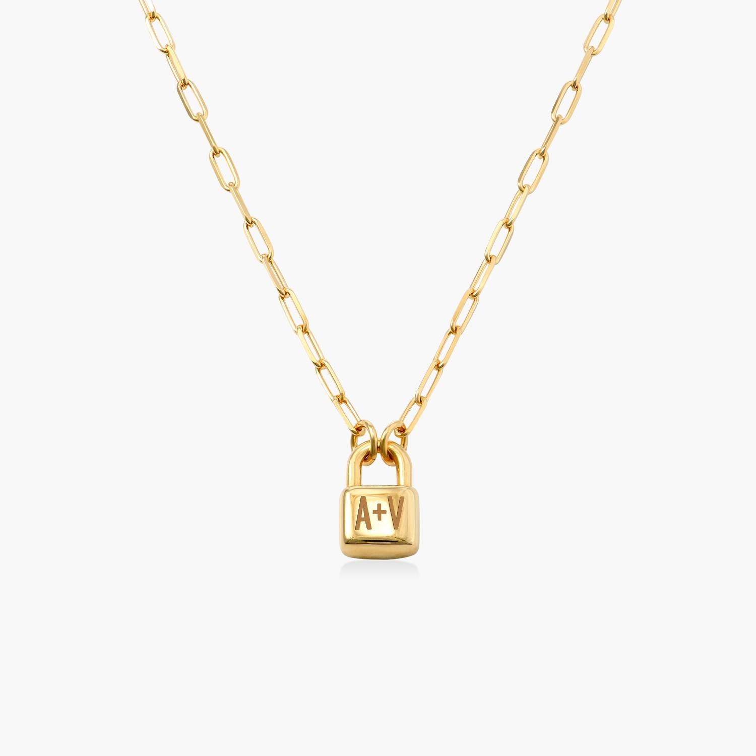 Lock Charm Initial Necklace - Gold Vermeil