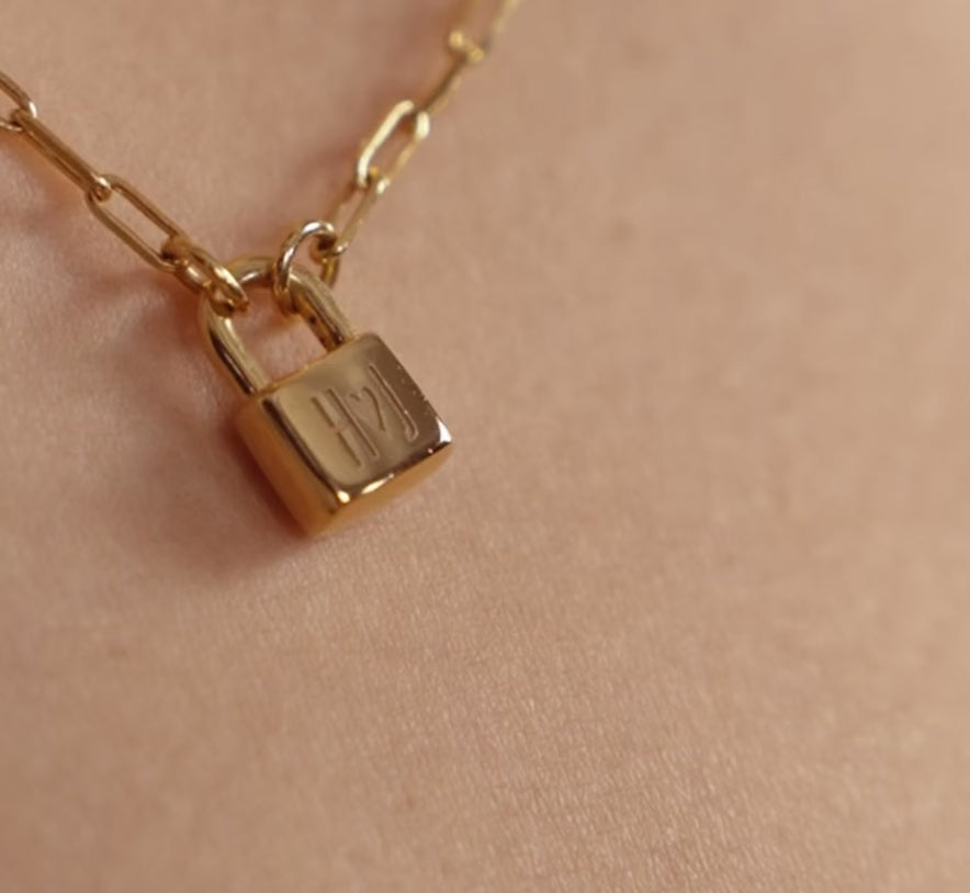 Lock Charm Initial Necklace - Gold Vermeil