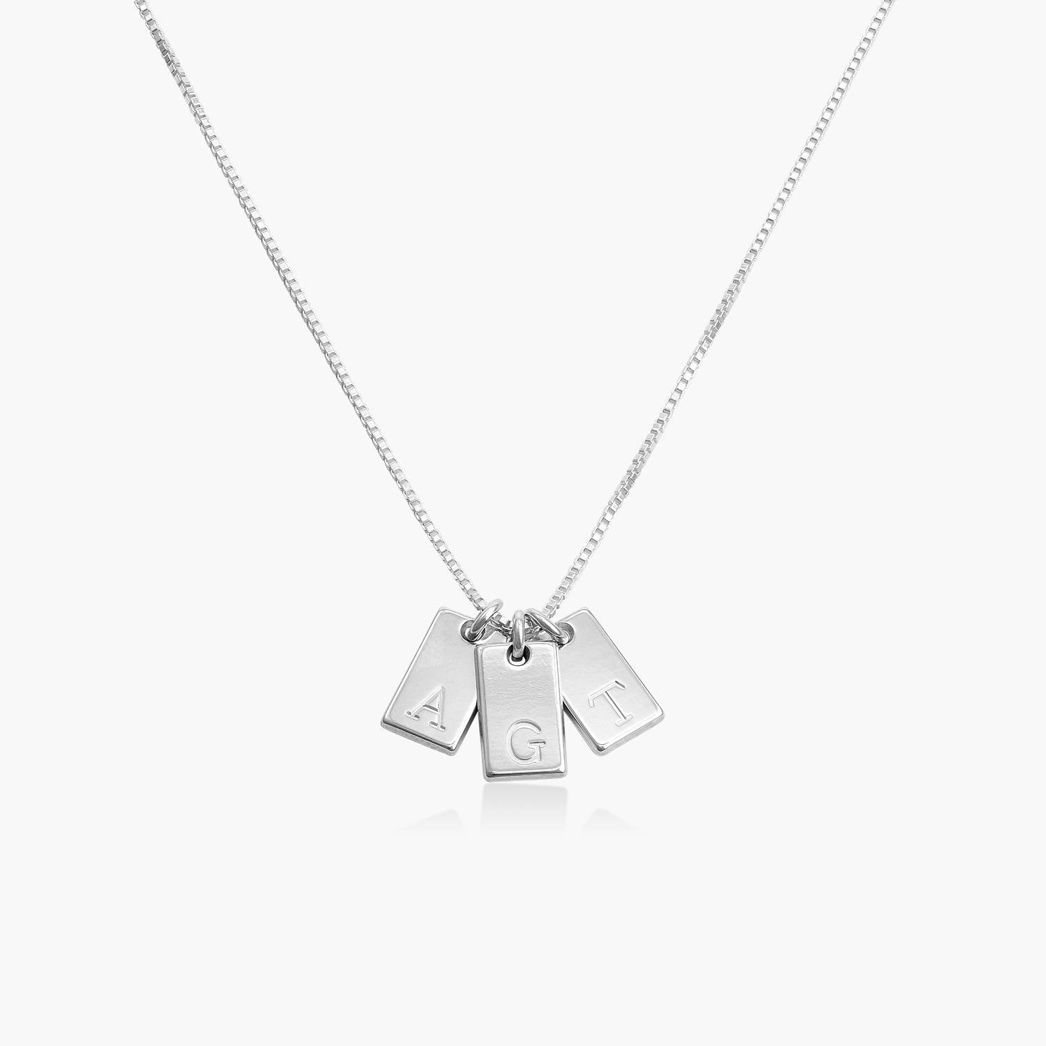 Signature Tag Initial Necklace - Silver