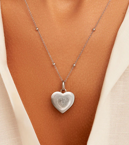 FINGERPRINT HEART NECKLACE (SLIVER)