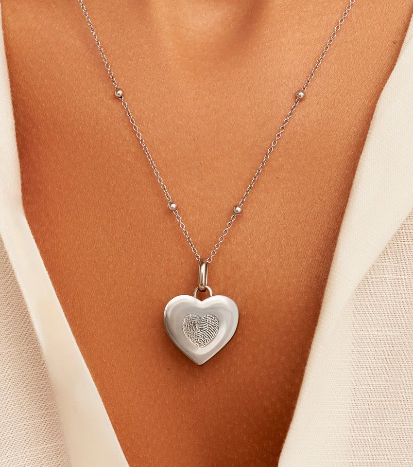 FINGERPRINT HEART NECKLACE (SLIVER)