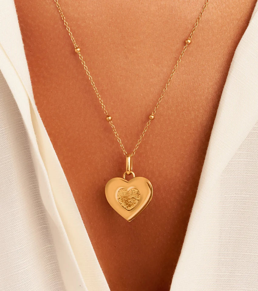FINGERPRINT HEART NECKLACE (GOLD)