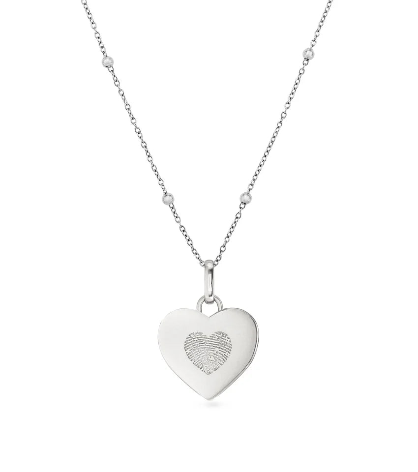 FINGERPRINT HEART NECKLACE (SLIVER)
