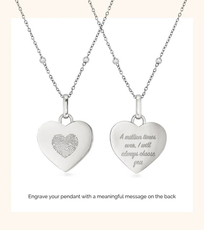 FINGERPRINT HEART NECKLACE (SLIVER)
