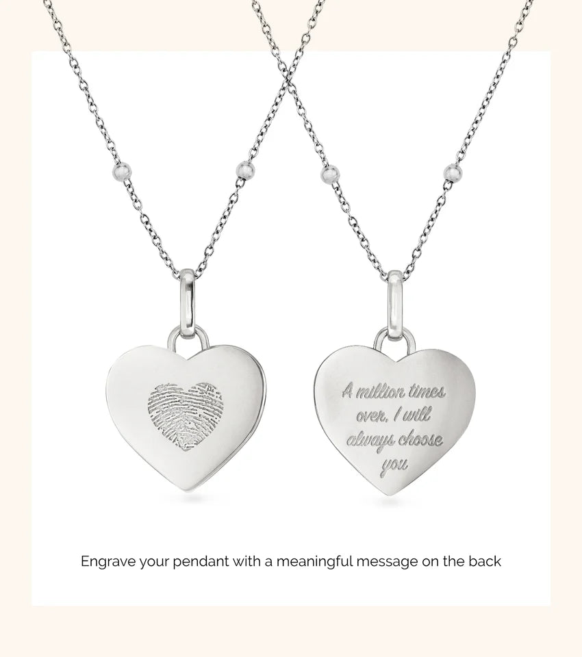 FINGERPRINT HEART NECKLACE (SLIVER)