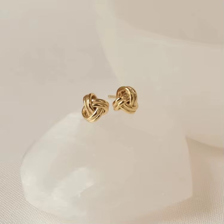 Unity Knot Stud Earrings - 18K Gold Plated Sterling Silver
