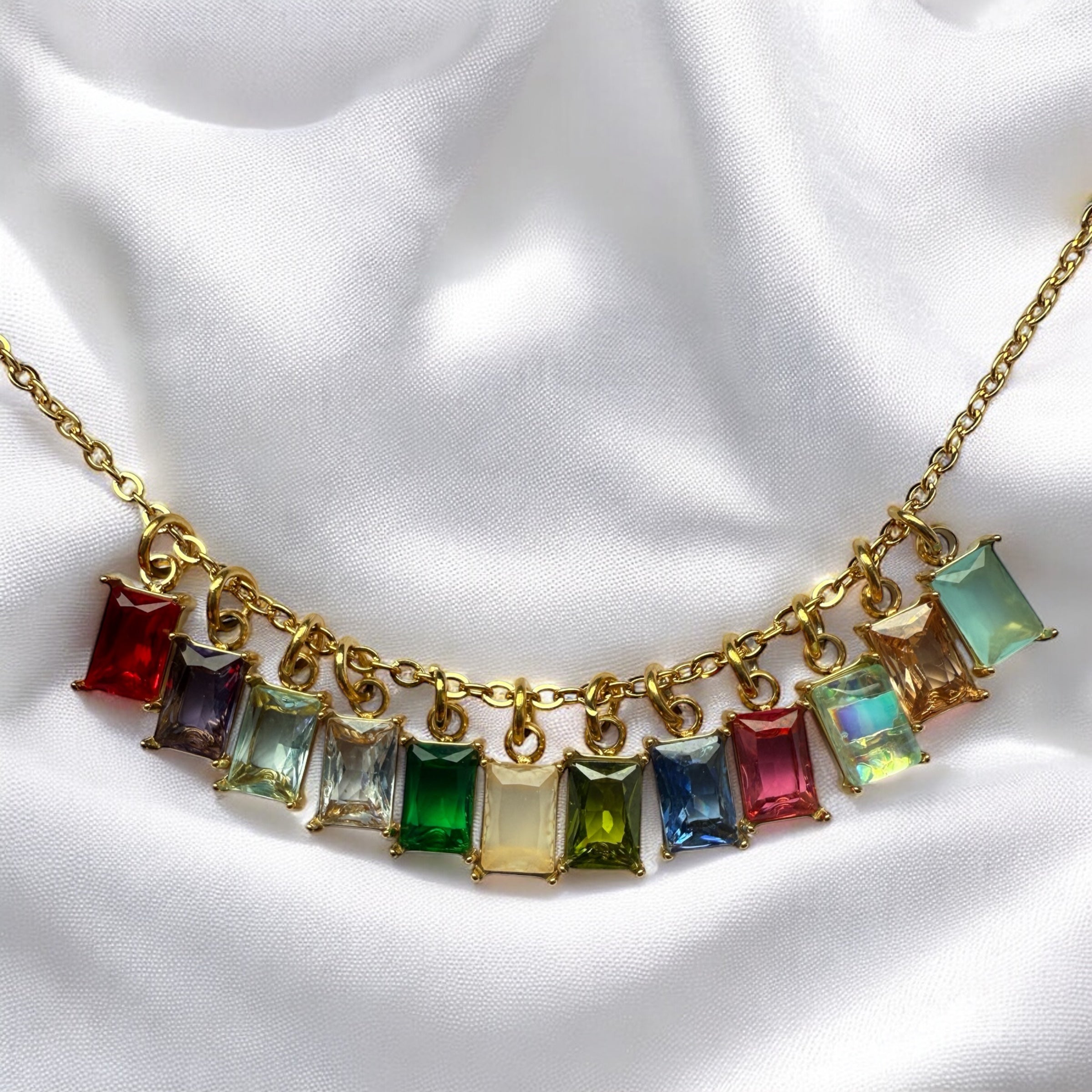 Birthstone Crystal Necklace 18 Karat Gold Filled