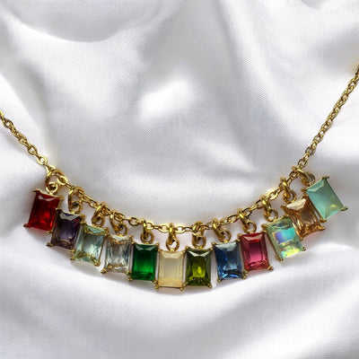 Birthstone Crystal Necklace 18 Karat Gold Filled