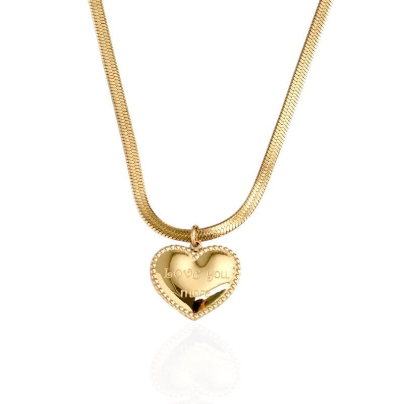 Gold Snake Chain Heart Necklace