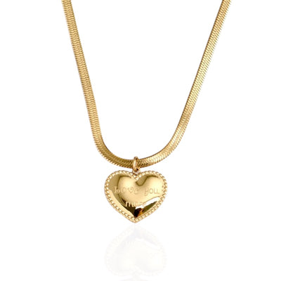 Gold Snake Chain Heart Necklace