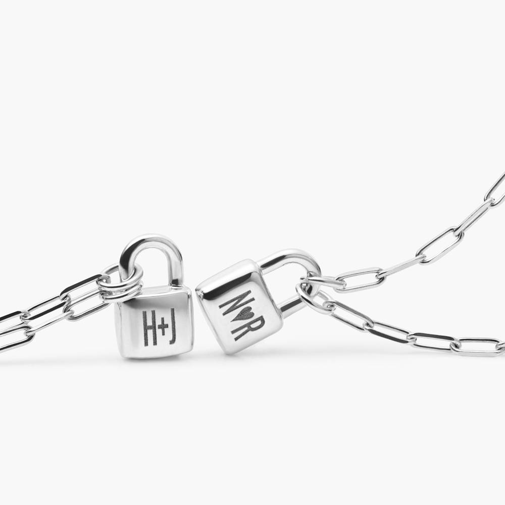 Statement Lock Initial Necklace - Sterling Silver