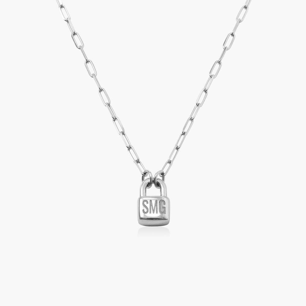 Statement Lock Initial Necklace - Sterling Silver