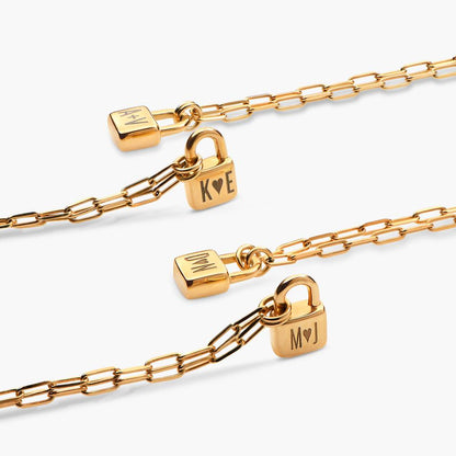 Lock Charm Initial Necklace - Gold Vermeil