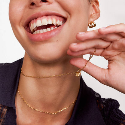 Lock Charm Initial Necklace - Gold Vermeil