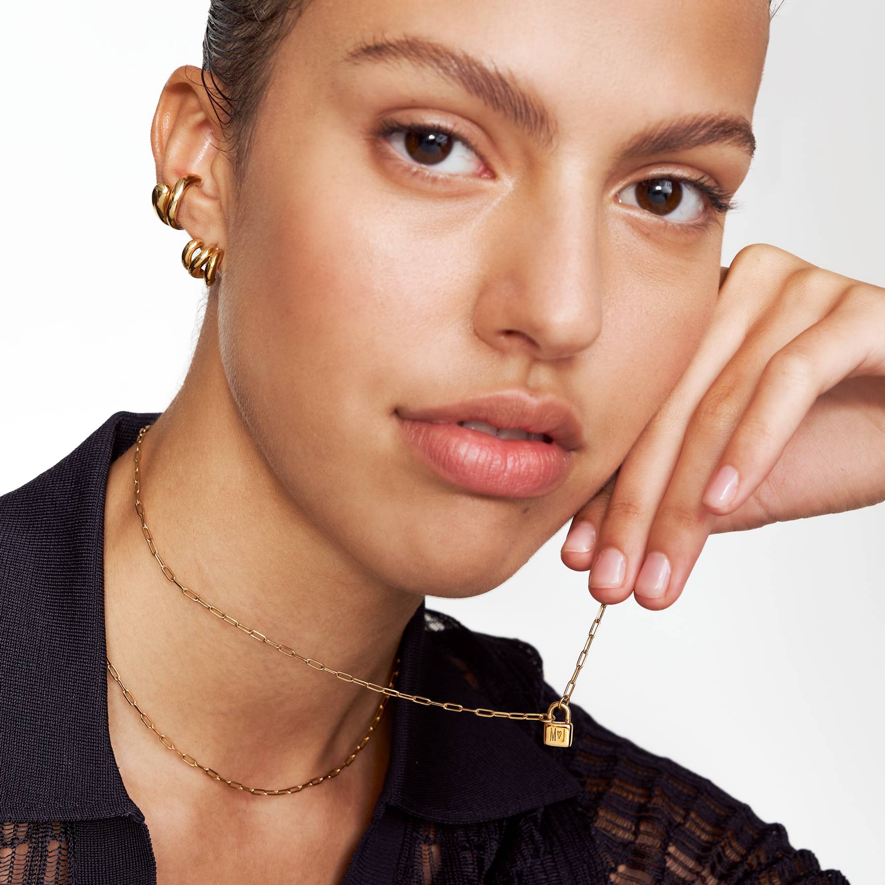Lock Charm Initial Necklace - Gold Vermeil
