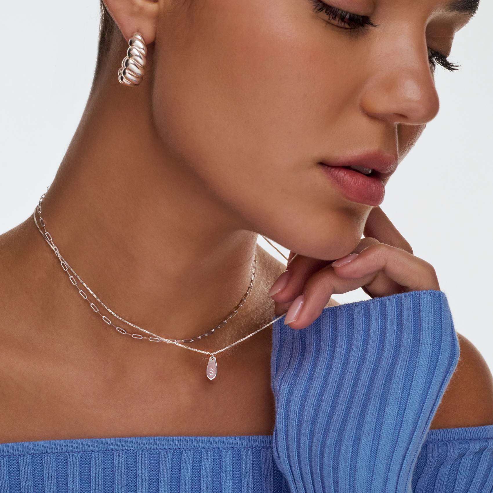 Cascade Initial Necklace - Sterling Silver