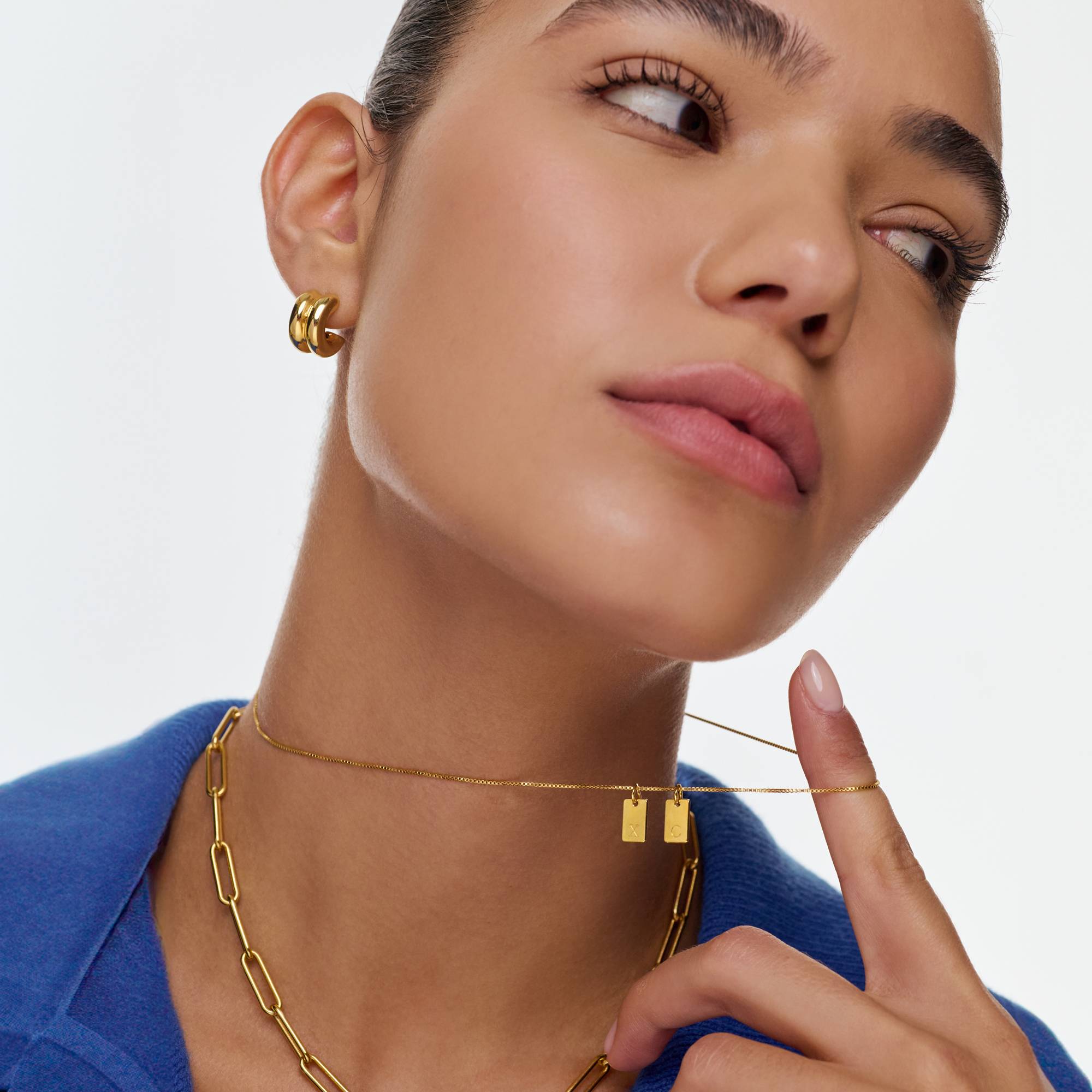 Signature Tag Initial Necklace - Gold Vermeil