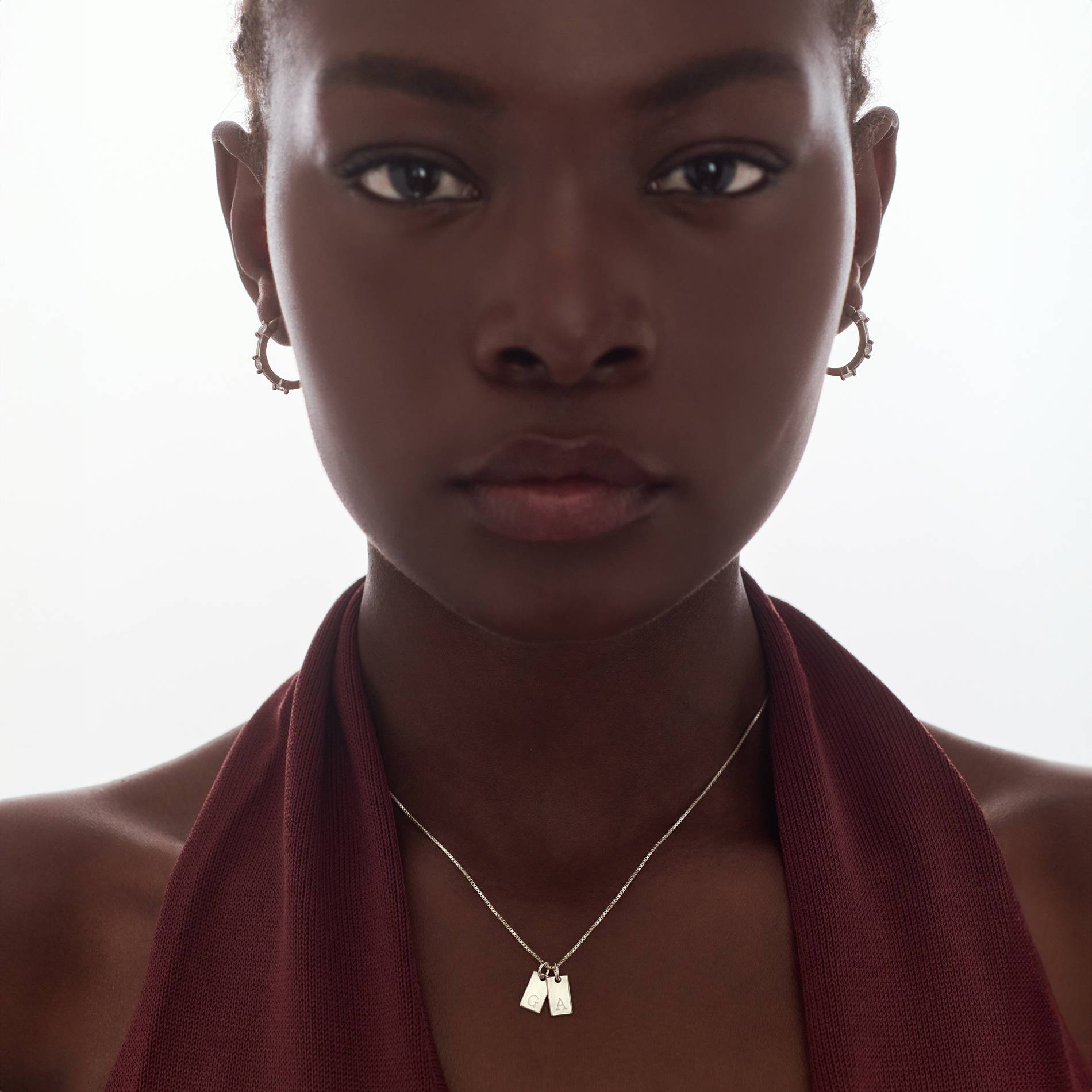 Signature Tag Initial Necklace - Silver