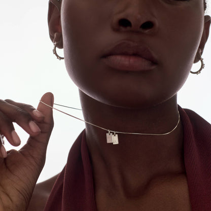 Signature Tag Initial Necklace - Silver