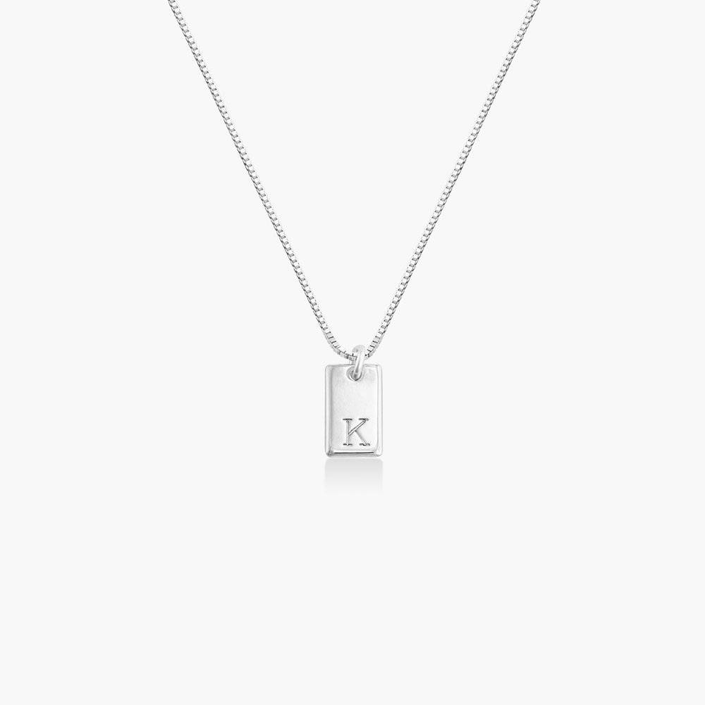 Signature Tag Initial Necklace - Silver